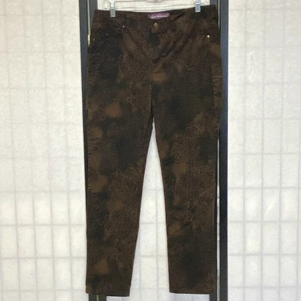 Gloria Vanderbilt 14 Sadie Animal Hide Print Vintage Skinny Denim Jeans Browns